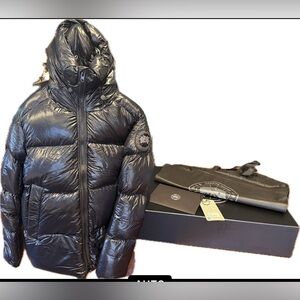 Canada Goose Crofton Puffer Black Label Black Disc L Box Hanger Tags Garment Bag